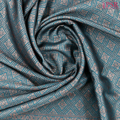 Dark Teal Blue Semi Summer Silk Saree