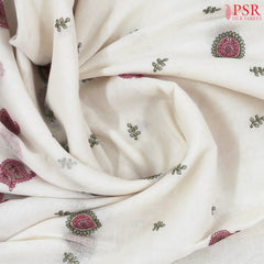 Floral White Linen Saree