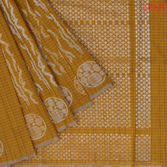 Dark Mustard Yellow Semi Tussar Saree