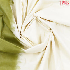 Cream White & Olive Green Kerala Cotton Saree