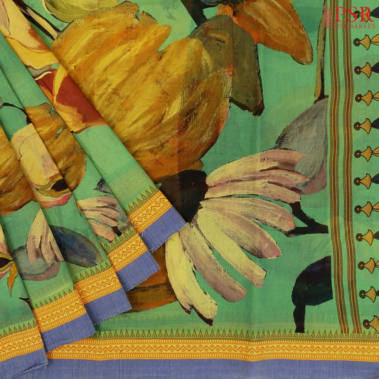 Green Printed Cotton Saree