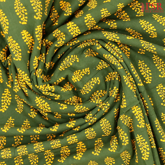 Bottle Green Jaipur Cotton Print Running Material