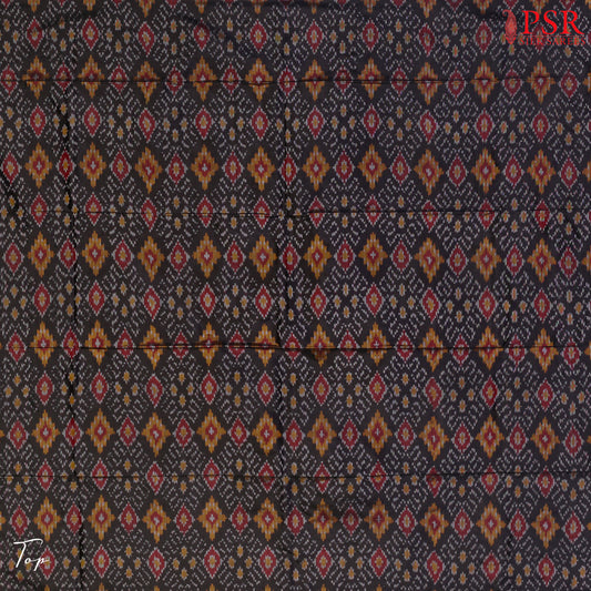 Black Pochampally Silk Dress Material