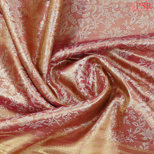 Crayola Pink Kanchipuram Tissue Silk Saree
