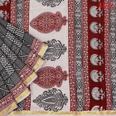 Black Mul Printed Cotton Saree
