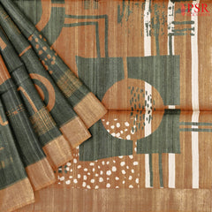 Dark Jungle Green Kadhi Tussar Silk Saree