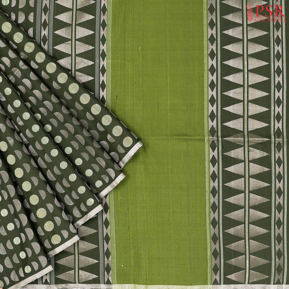 Dark Pickle Green Soft Silk Saree