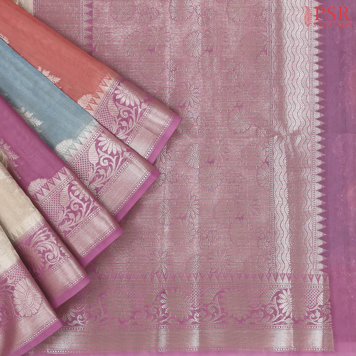 Beige & Multicolor Silk Cotton Saree