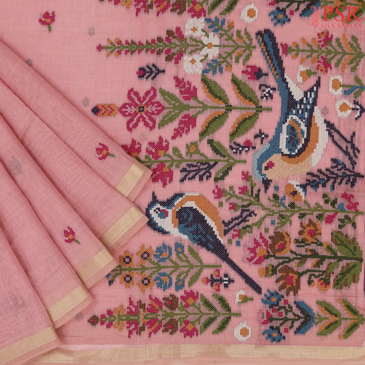 Flamingo Pink Ghicha Cotton Saree