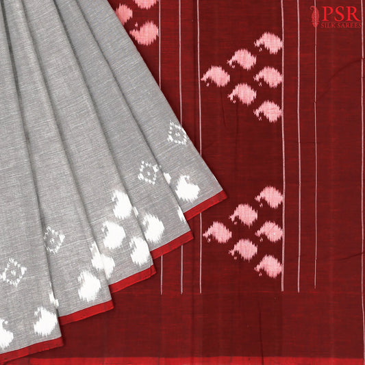 Grey Ikkat Cotton Saree