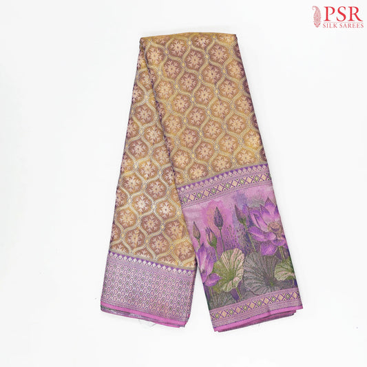 Golden Purple Kanchipuram Jacquard Silk Saree