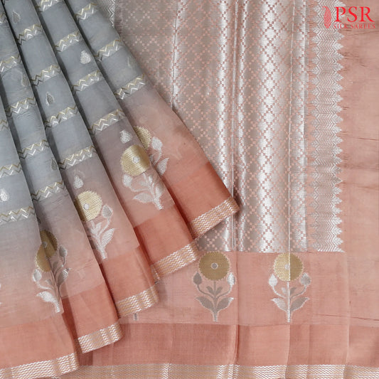 Grey Chiniya Silk Saree
