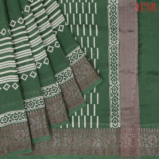 Hunter Green Chanderi Silk Cotton Saree