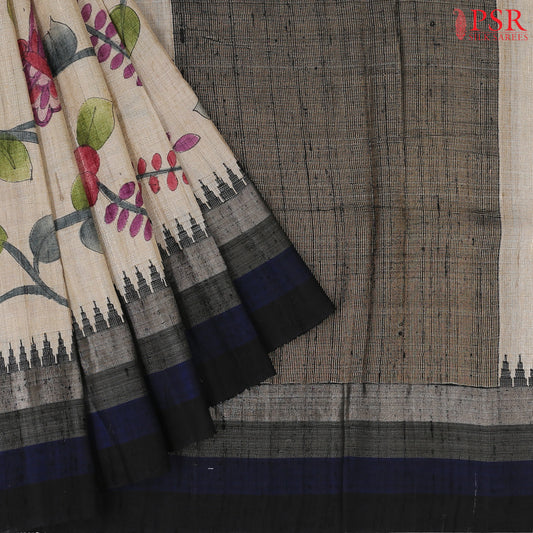 Beige Gicha Kadhi Tussar Silk Saree