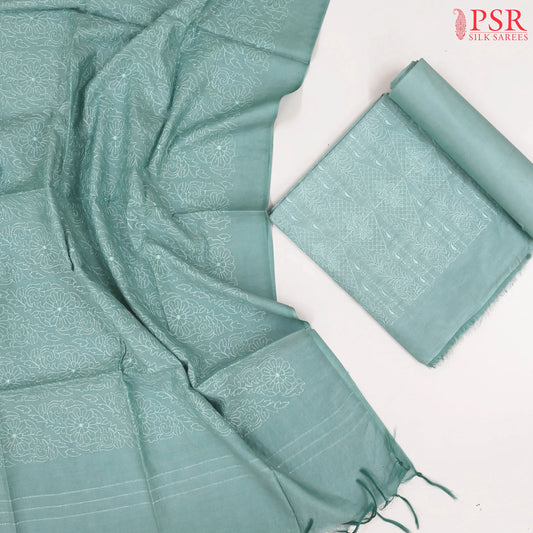 Tiffany Blue Kosa Embroidery Dress Material