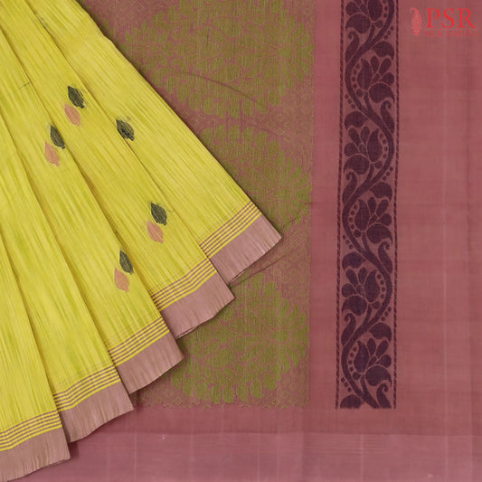 Corn Yellow Kanchi Cotton Saree