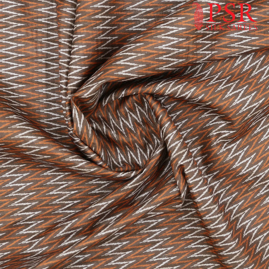 Dark Mustard Brown Semi Tassar Ikkat Print Running Material