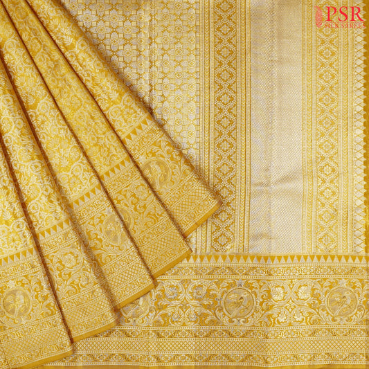 Golden Yellow Bridal Kanchipuram Tissue Silk Saree ]