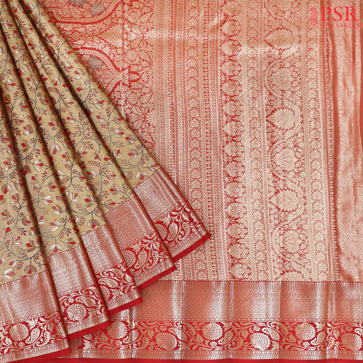Golden Brown Tissue Art Silk Saree