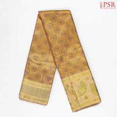 Golden Pink Kanchipuram Jacquard Silk Saree