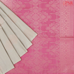 Ecru Grey Soft Art Silk Saree