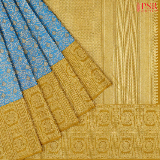 Cerulean Blue Kanchipuram Silk Saree
