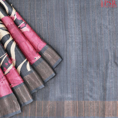 Beige & Charcoal Grey Kadhi Tussar Silk Saree