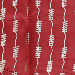 Cherry Red Chiniya Silk Saree