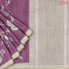 Orchid Purple Semi Tussar Embroidery Saree