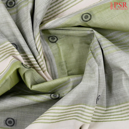 Light Beige & Light Green Kovai Cotton Saree