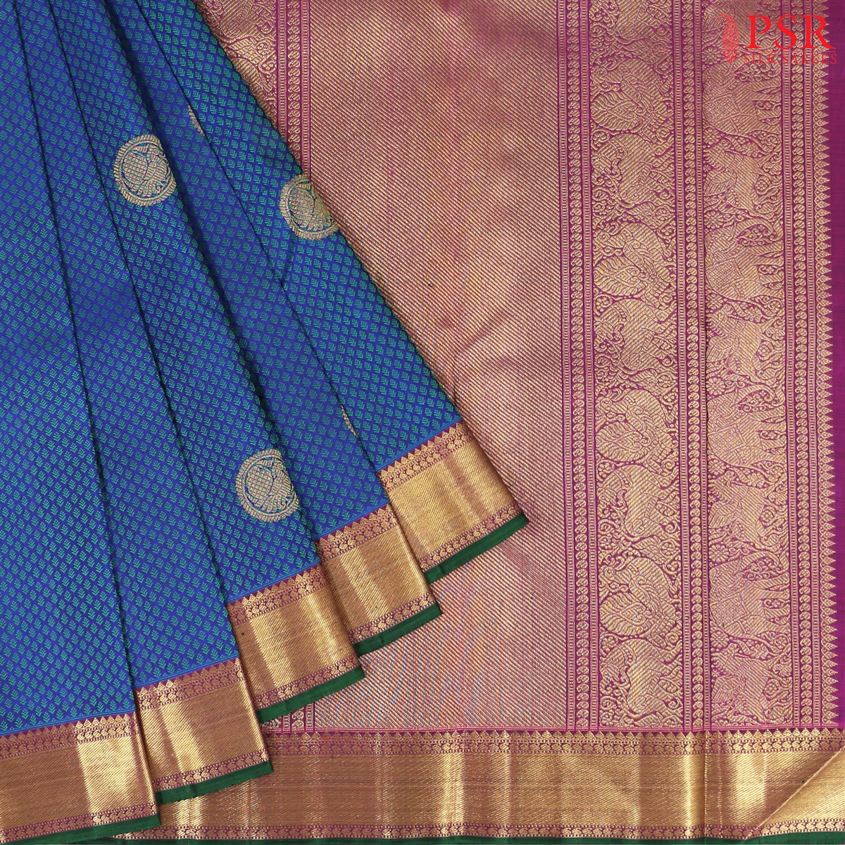 Cobalt Blue Kanchipuram Silk Saree