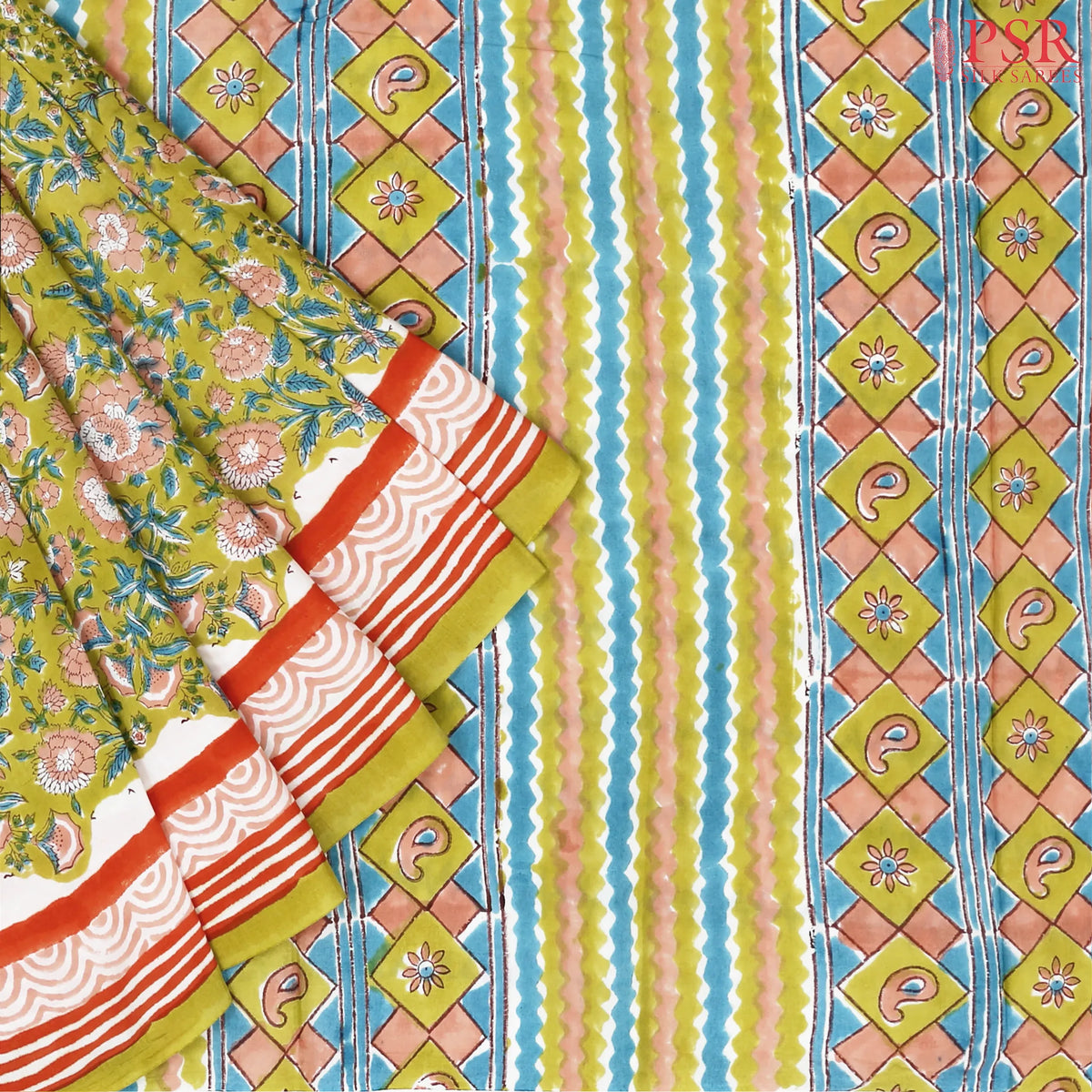 Olive Yellow Kalamkari Silk Saree