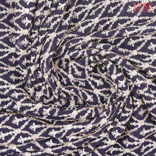 Dark Violet Organza Laser Embroidery Saree