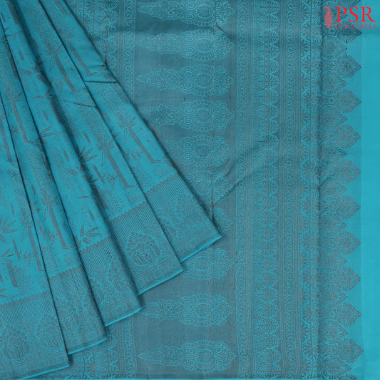 Cerulean Blue Fancy Kanchipuram Silk Saree