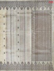 Beige Banaras Jute Silk Saree