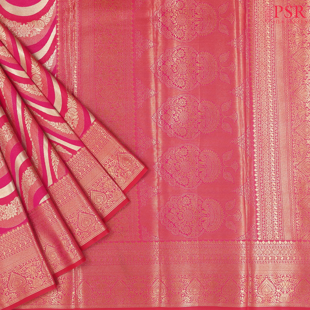 Red & Pink Art Silk Tissue Saree
