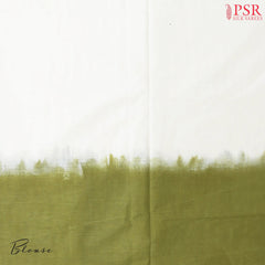 Cream White & Olive Green Kerala Cotton Saree