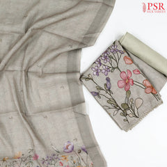 Fossil Grey Semi Linen Dress Material