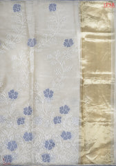Parchment Beige Organza Embroidery Saree