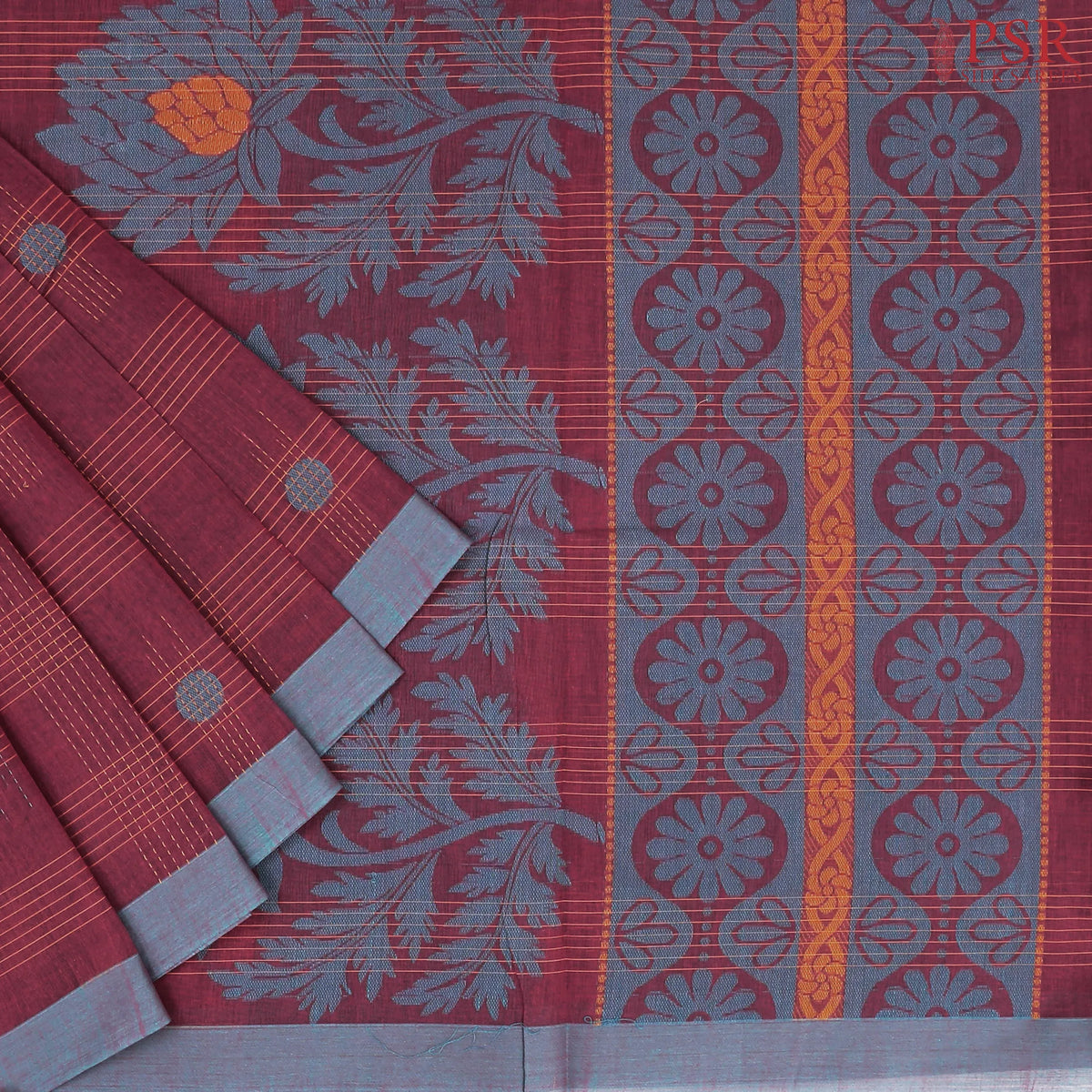 Dark Maroon Kovai Cotton Saree