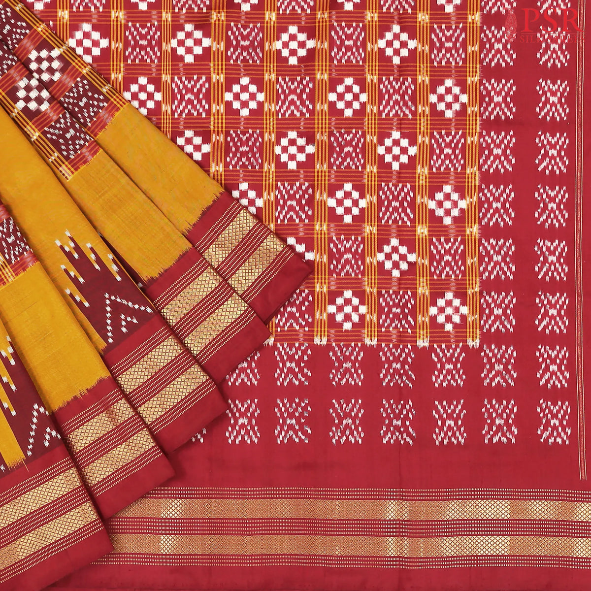 Golden Mustard Pochampally Silk Saree