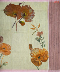 Cream Beige Munga Silk Saree