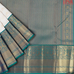 Floral White Fancy Kanchipuram Silk Saree