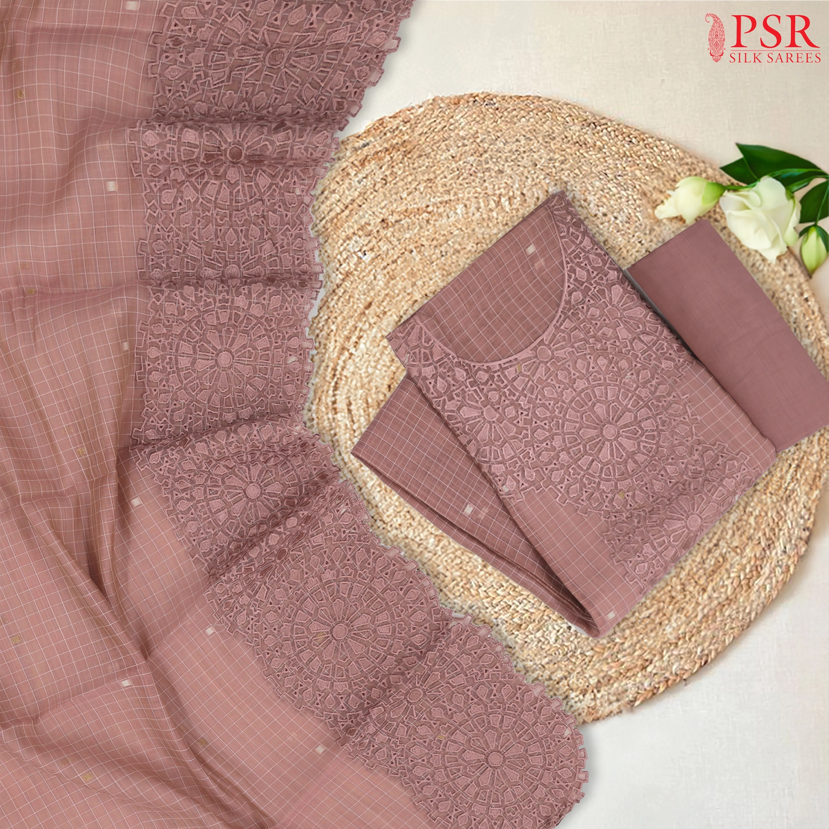 Onion Pink Silk Cotton Dress Material
