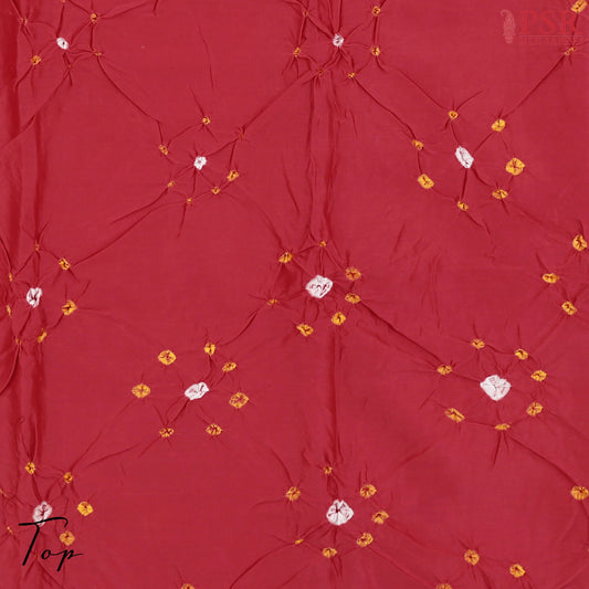 Red Bandhini Silk Cotton Dress Material