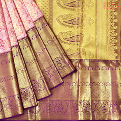 Carnation Pink Kanchipuram Tissue Silk Saree
