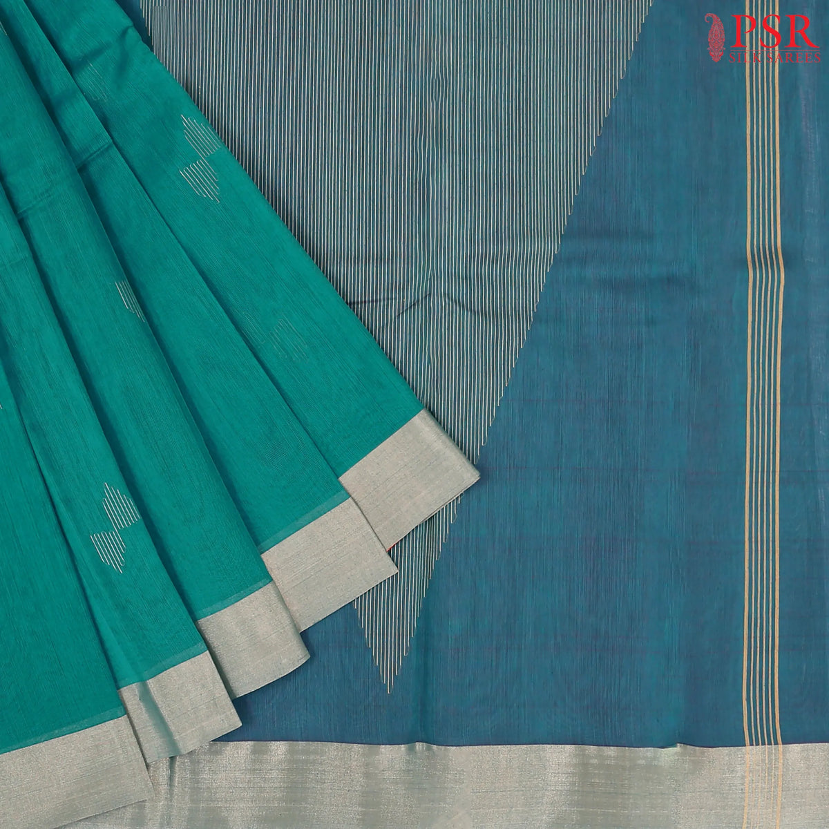 Persian Cyan Silk Cotton Saree