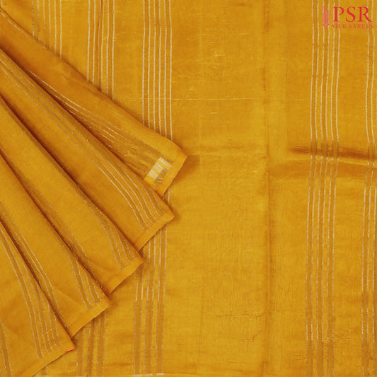 Fiery Yellow Semi Tussar Saree