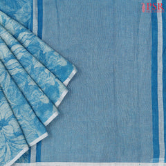 Bondi Blue Linen Saree
