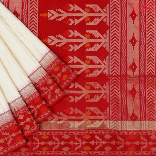 Cream Beige Grey Soft Silk Saree